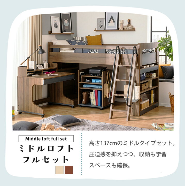 楽天市場】システムベッド ロフトベッド ロータイプ 学習机 勉強机 