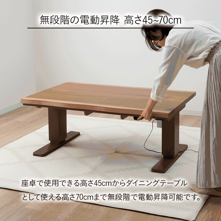 楽天市場】ダイニングこたつテーブル120 コタツテーブル 電動昇降120