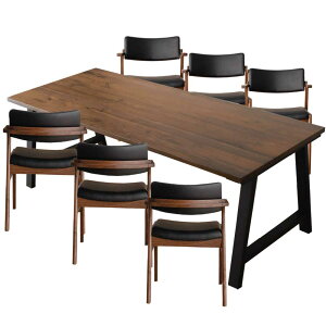▼10%OFFクーポン対象 ダイニングテーブルセット 6人用 ダイニングセット ダイニングテーブルセット チェア6脚 天板200cm 無垢集成材 ウォールナット オーク 木製 おしゃれ 6人掛