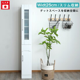 25日まで全品ポイント10倍！ 食器棚 隙間収納 スリムボード 幅25cm 多目的 キッチン収納 棚 隙間 国産 日本製 すきま収納 25cm幅 キッチン 扉収納 引き出し ガラス戸 可動棚 エナメル塗装 サニタリー 脱衣所 洗面所 キッチンボード