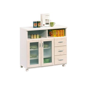 キッチン収納 食器棚 引出し収納 収納 キャスター付き カウンター 幅90cm 国産 日本製 コンパクト リビング収納 キッチンカウンター 90 高さ80cm カントリー 北欧 ホワイト 白 ブラウン 引き出