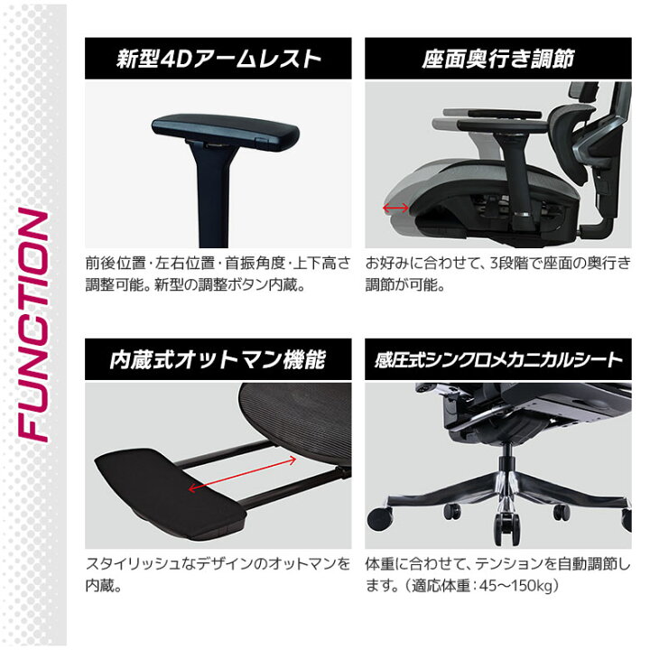 楽天市場】オフィスチェア おしゃれ 多機能 腰痛対策 ランバーサポート 