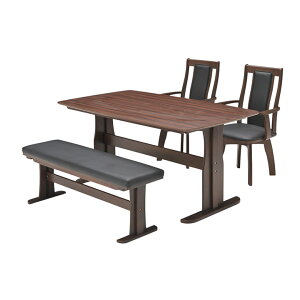 ダイニングテーブルセット 幅150cm 長方形 4人掛け 回転式ダイニングチェアー 2脚セット 木製 おしゃれ ダイニングベンチ 長椅子 突板 食卓テーブルセット 天然木 ハイバックチェア 回転 肘付