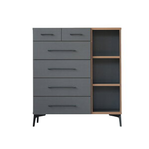 チェスト ハイチェスト 幅90cm 収納 リビング収納 おしゃれ シンプル 北欧 引き出し収納 オープン収納 収納棚 リビングボード ハイタイプ 高さ100cm 奥行40cm 棚 ブラウン ナチュラル 強化紙 フ