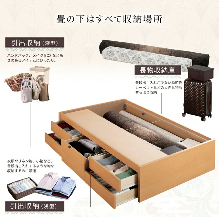 楽天市場】畳ベッド シングル 収納 国産畳 収納 収納ベッド 畳チェスト 