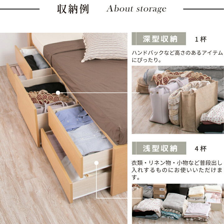楽天市場】ヘッドレスベッド 収納付きベッド チェストベッド ダブル 
