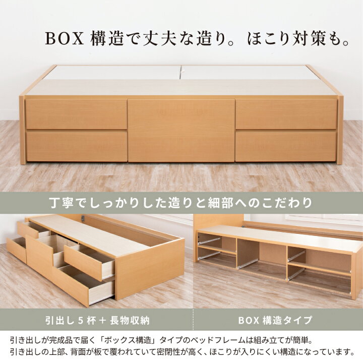 楽天市場】ヘッドレスベッド 収納付きベッド チェストベッド ダブル 