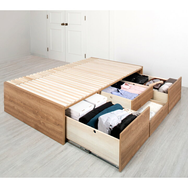 楽天市場】収納付きベッド セミダブル すのこベッド 大型引出 BOX 