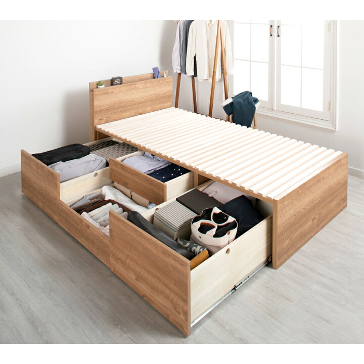楽天市場】ベッド シングル すのこベッド 引き出し 大型引出 BOX 
