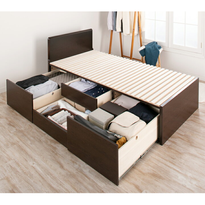 楽天市場】ベッド シングル すのこベッド 引き出し 大型引出 BOX 