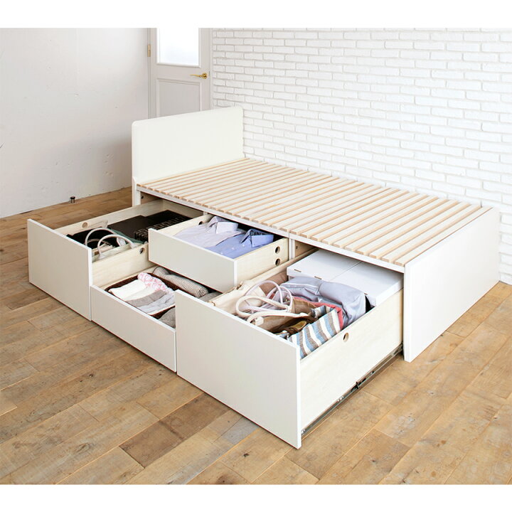 楽天市場】ベッド シングル すのこベッド 引き出し 大型引出 BOX 