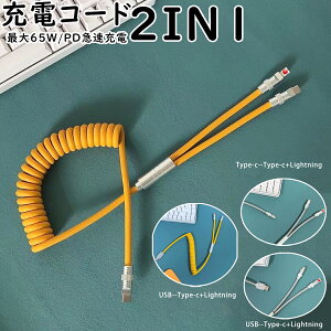 2in1 USBRCP[u iPhone[dR[h Lightning Type-C iphone [d P[u CgjOP[u USB [d } PD Android ϋv fh~ ő65W f[^ XvO [dP[u [P[X