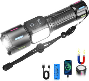 �y���͎��΁�1000m�ƎˁzLED�����d�� 5000mAh �[�d�� ���P�x 9�i�K���� USB-C�[�d LCD�c�ʕ\�� �ꕔ�}�O�l�b�g�t �h�ЃO�b�Y �L�����v �o�R �ԍ� �����e�i���X �n���Y�t���[��Ɨp �茳���C�g ��d