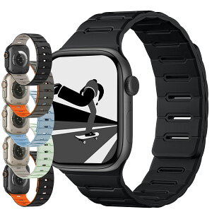 �A�b�v���E�H�b�`�p �o���h �}�O�l�b�g - Apple Watch�Ή��o���h �V���R�� ���ʒ��p �h��Ultra3/Ultra2/Ultra(49mm) Series10~11(46mm) Series7~9(45mm) SE3/SE2/SE(44mm) Series4~6(44mm) Series1~3(42mm)�Ή� �y�� �_�炩�� �ȒP