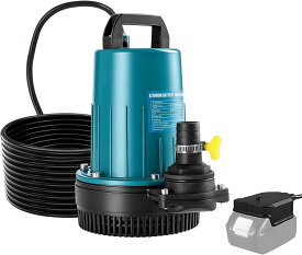 水中ポンプ 排水ポンプ 循環ポンプ 充電式【底部入水式・吐出量6000L/H・最大揚程12m】 550W ブラシレス 静音設計 小型 軽量 ウォーターポンプ 水耕栽培 給水 灌漑 散水 水族館 池水 お風呂 プール ガーデン 電源コード付き