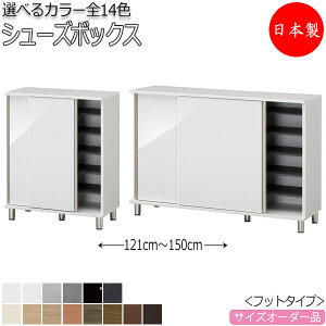 【室内搬入サービス付】 【日本製】 シューズボックス 下駄箱 靴入れ 隙間収納 フットタイプ 引戸 スライド扉 ロータイプ 可動棚付 国産 サイズオーダー FZ-0119