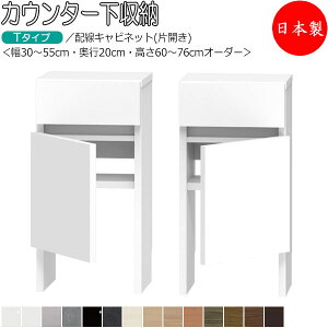【室内搬入サービス付】 【日本製】 カウンター下収納 すきま収納 開き扉シリーズ 幅30-55cm 奥行20cm 配線キャビネット 引出し付き 国産 サイズオーダー FZ-0677