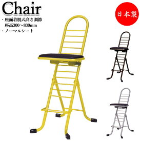 ワークチェア パイプ椅子 補助椅子 ワーキングチェア 高さ調整 ノーマル 固定式 折りたたみ式 プロフェッショナル用 RS-0004
