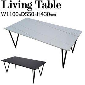 リビングテーブル センターテーブル ローテーブル 角型 四角 長方形 セラミック天板 スチール脚 V字脚 幅110cm 黒 白 TN-0222