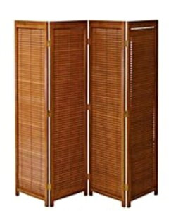 (お買い物マラソン)ついたて 衝立 4連 間仕切り ブラインド アジアン 和風 パーテーション オフィス家具 パネル パーティション 木製 スクリーン