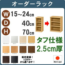 （ お買い物マラソン 期間 ）カラーボックス 本棚 (タフ)幅15 - 24 奥行40 高さ70cm 3段 収納棚 (約 高さ72cm 15cm 15 センチ)オーダー すきま収納 隙間 狭い部屋 扉 取り付け ラック オーダーラック サイズオーダー 漫画 オープンラック 可動棚 コード穴