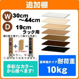 （ スーパーセール ）追加棚（標準）幅30～44奥行19cm用 本体外寸 日本製 オーダーラック専用(追加棚のみのご注文の場合は＋900円（梱包代）)約 奥20cm オシャレ 書棚 薄型 収納棚 本棚 カラーボックス 棚