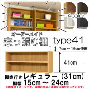 (お買い物マラソン)突っ張り棚(標準)幅15〜24 奥31cm用 Type41高さ48〜57cm 日本製 オーダーラック ラックがサイズオーダーできる 収納 木製 大容量 薄型 省スペース・収納家具 本収納 2段 収