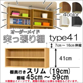 （ スーパーセール ）突っ張り棚（標準）幅45～59 奥19cm用 Type41高さ48～57cm オーダーラック ラックがサイズオーダーできる 収納 木製 大容量 薄型 省スペース・収納家具 本収納 2段 収納棚 本棚 カラーボックス 棚 日本製