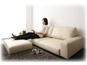 (お買い物マラソン)ローソファー ソファー ロータイプ ローソファ カウチ ソファーフロアソファ 3人掛け オットマン付 フロアソファー 合皮 おすすめ 一人暮らし 合成皮革 北欧 背もたれ