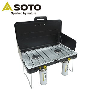 2バーナー ツーバーナー バーナーコンロ3300kcal/h カセットガス対応 ST-527 ツインバーナー 折りたたみ バーベキューコンロ ガスバーナー 2口 調理器具 カセットガス 新富士バーナー(SOTO) 【送料