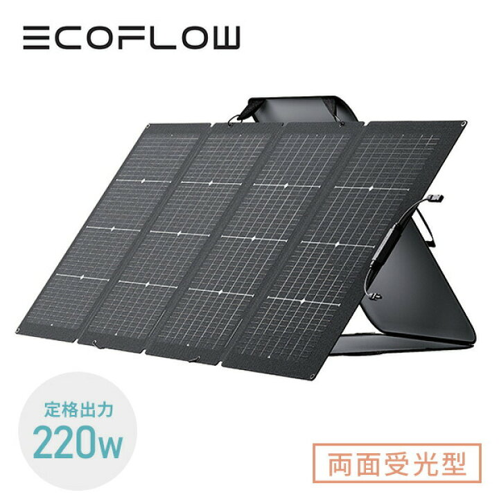 EcoFlowエコフローソーラーパネル220W両面受光型ソーラー充電器太陽光発電