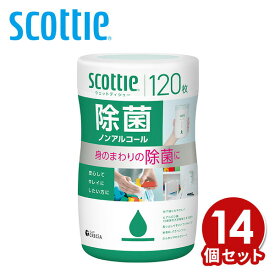 スコッティ ウェットティッシュ 除菌 ノンアルコール 本体120枚×14個 【ケース販売】 scottie ウェットティシュー お手拭き おてふき おもちゃ 積み木 大容量 ボトル スリム コンパクト まとめ買い 日本製 日本製紙クレシア 【送料無料】