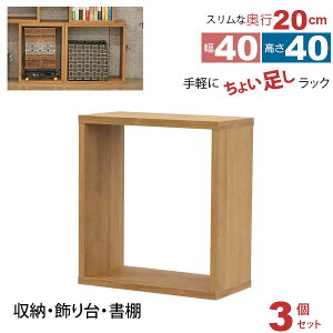オープンラック 1段 40×40 3個セット 奥行20cm 収納 棚 薄型 おしゃれ 組み合わせ自由 幅40cm 高さ40cm 頑丈 耐荷重20kg 積み重ね 収納 ラック ディスプレイラック 卓上ラック 飾り棚 本棚 コミック
