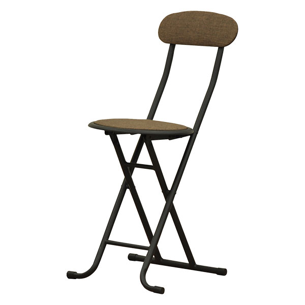 折りたたみ椅子 背もたれ付き 丸椅子タイプ(2脚セット) 幅34cm 奥行45.5cm 高さ73.5cm 座面高さ45.5cm  コンパクト収納の折りたたみチェアー(折り畳みチェア) パイプ椅子 キッチンチェア(台所椅子) 予備用いす ブラウン 完成品 (AAFO-500) |  