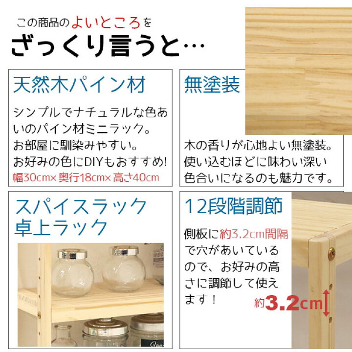 楽天市場】ミニラック 3段 2個セット 木製 卓上 奥行18cm(奥行20cm未満 