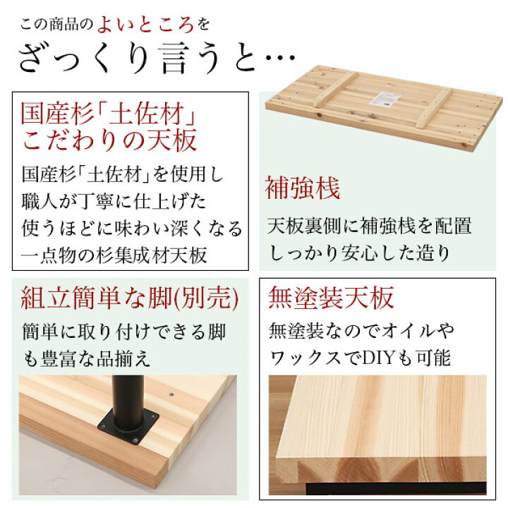 楽天市場】テーブル 天板のみ DIY テーブル天板 日本製 無塗装 無垢材 