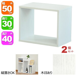 オープンラック 1段 50×40 2個セット 奥行30cm A4対応 収納 棚 ホワイト 白 おしゃれ 組み合わせ自由 幅50cm 高さ40cm 頑丈 耐荷重20kg 積み重ね 収納 ラック ディスプレイラック 卓上ラック 飾り棚