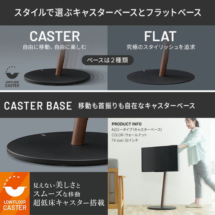 楽天市場】テレビスタンド WALL A2 ロータイプ 棚板(40×31～37) セット 