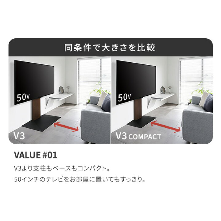 楽天市場】テレビスタンド WALL V3 コンパクト 棚板 セット 最大55 