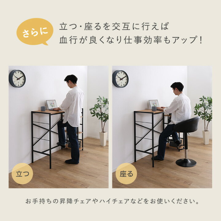 楽天市場】パソコンデスク ハイタイプ スタンディングデスク 高さ100cm 