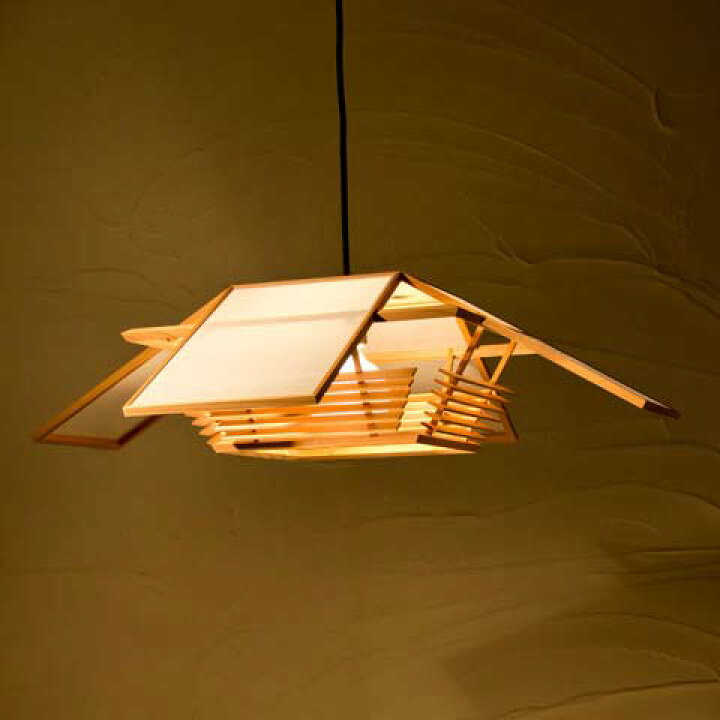 楽天市場】和照明 羽 hane-L木製フレーム 強化和紙ペンダントライト  