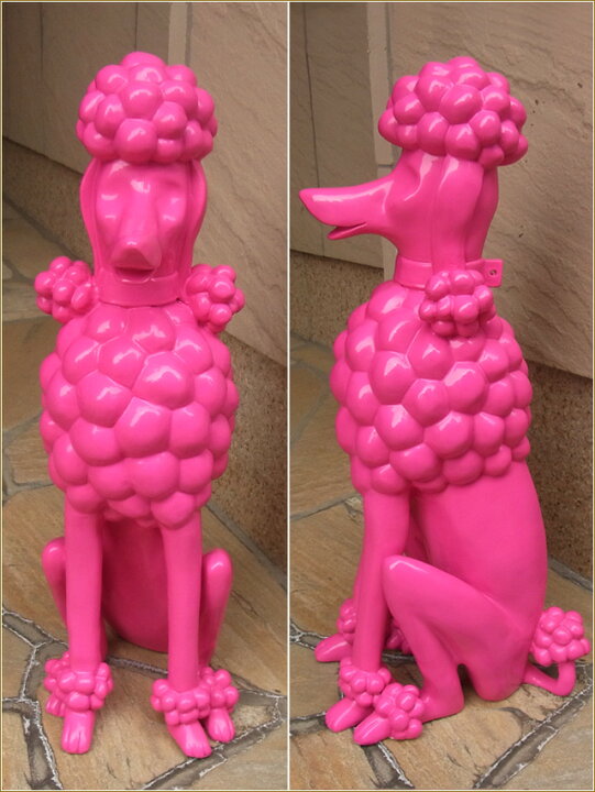 楽天市場】プードルの置物 小 Sサイズ ピンク プードルオブジェ 犬 