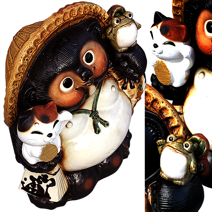 楽天市場】招き猫・蛙付たぬき17号 信楽焼たぬき 狸 縁起物 タヌキ