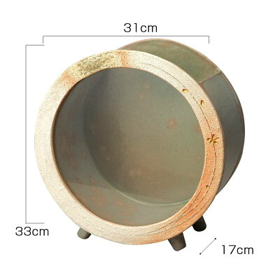 白金彩丸水槽(大)水槽鑑賞信楽焼陶器メダカ金魚水草和風レトロギフトお祝いプレゼントお店ディスプレイ