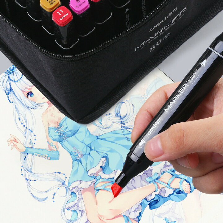 楽天市場 カラーペンセット マーカーペン 40色 2種類のペン先 イラストマーカー 油性コミック用 塗り絵 重ね塗りでグラデーションも表現可能 Happeast
