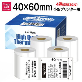 RAYFOOK アウトレット値下げ販売　高性能感熱ラベルシール 40×60mm 【130枚×4巻=520枚】感熱シール 配送ラベル印刷 感熱ラベルプリンター専用 サーマルラベル用紙 小型ラベルプリンター用 FBAラベル 感熱ロール シール紙 phomemo M110 互換品 BPAフリー RHT4060outlet