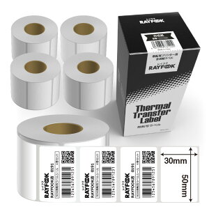 熱転写ラベルロール紙 合成紙(合成樹脂), 50×30mm 熱転写シール 強粘 業務用 郵便宛名 QR/バーコード 食品表示 値札?タグ 物流 在庫管理 製造工程管理などに最適 Sato/Zebra/TSC/Brotherなどの人気