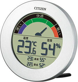 CITIZEN シチズン 温度計 湿度計 デジタル ライフナビD67B シルバー ф9.6x1.9cm 8RDA67-B19