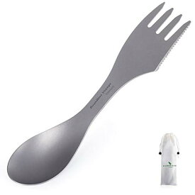 Boundless Voyage チタン スプーンスポーク 3-in-1 アウトドア キャンプ 超軽量 カトラリー フォーク/スプーン/ナイフ バーベキュー 食器 ピクニック 調理器具 一体型スポーク（Ti1515B）
