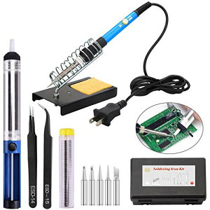 Manelord はんだごてセット 温度調節可(200〜450℃)ハンダゴテ 14-in-1 電子作業用 60W/110V PSE認証 安全